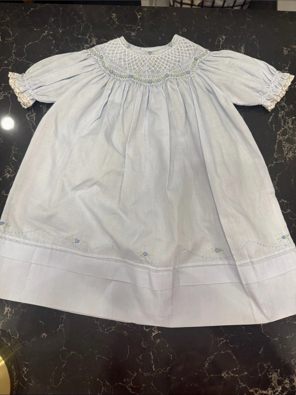 Light Blue Smocked Girls' Formal Dress